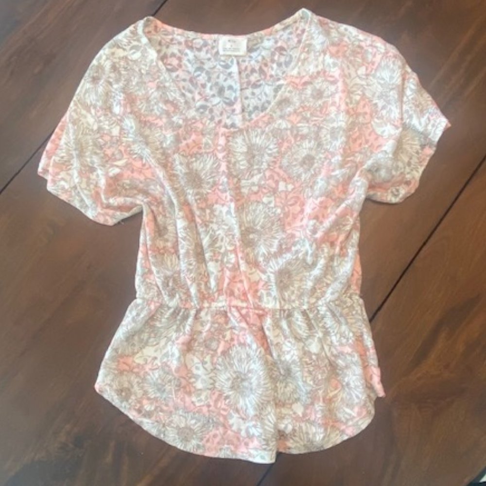Pink and White Floral Shirt
